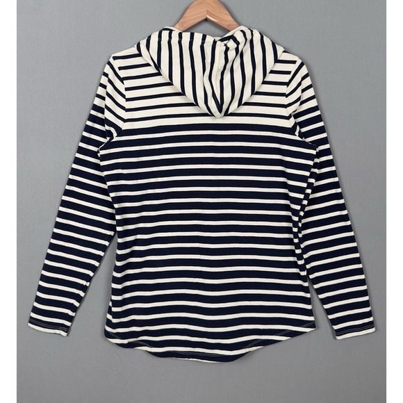 Lauren Ralph Lauren Active Women's 1/4 Zip Hoodie Cotton White/Navy Stripe - Picture 2 of 9